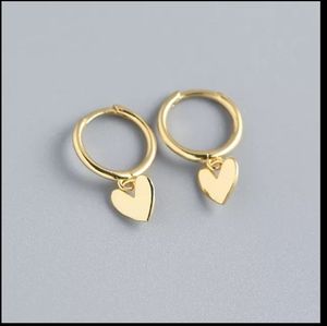 Gold Heart Charm Mini Hoops
